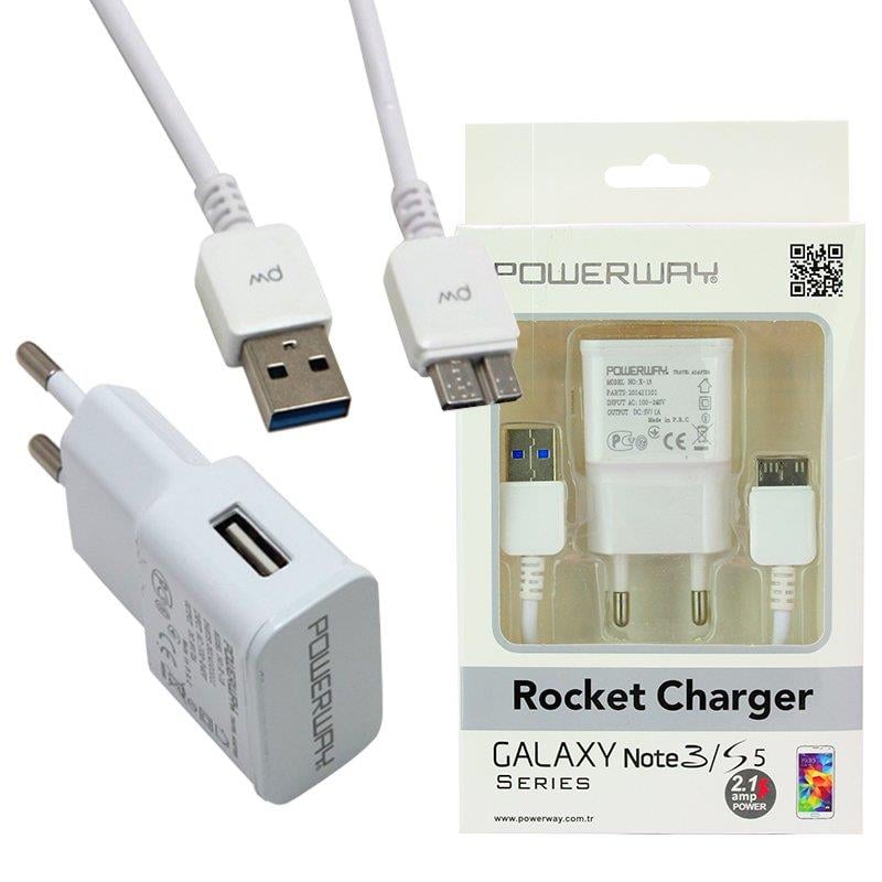 POWERWAY X-13 SAMSUNG NOTE3-S5 ŞARJ ALETİ + KABLO