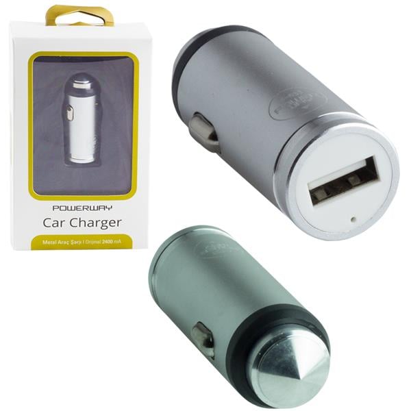 POWERWAY X-533 METAL ÇAKMAK ARAÇ ŞARJI USB 1 PORT