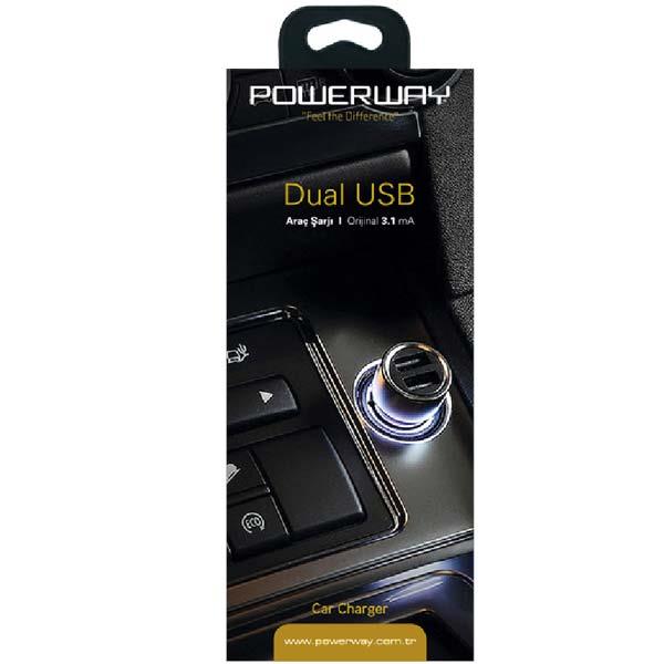 POWERWAY X-7 ÇİFT USBLİ 3.1 MA ÇAKMAK ARAÇ ŞARJI