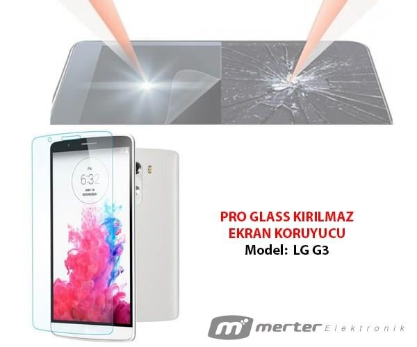 PRO GLASS KIRILMAZ EKRAN KORUYUCU LG G3 (0.26MM 2.5D)