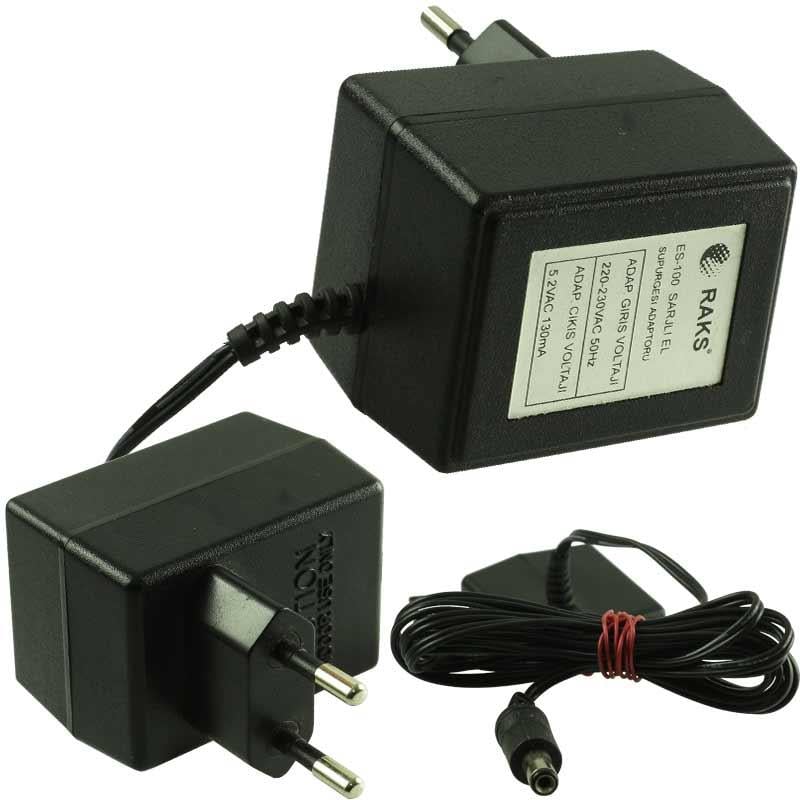 RAKS ES-100 SİYAH 5.2 VOLT - 0.13 AMPER ŞARJLI SÜPÜRGE ADAPTÖRÜ
