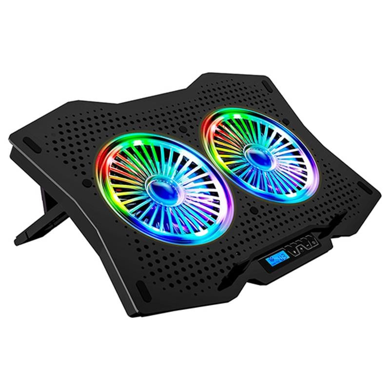 RAMPAGE AD-RC9 TORNADO SİYAH 115*115*15MM 2 ADET FANLI 10-18 RGB IŞIKLI GAMING OYUNCU NOTEBOOK SOĞUTUCU STAND