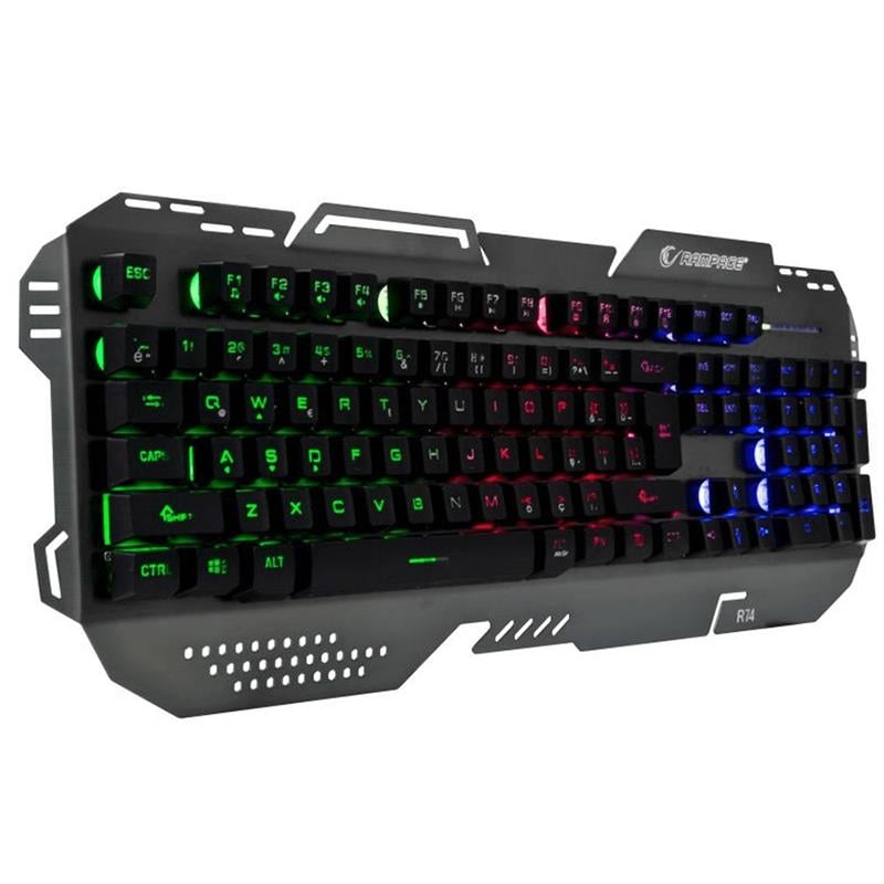 RAMPAGE KB-R74 GÖKKUŞAĞI AYDINLATMALI USB GAMING OYUNCU MULTİMEDYA Q KLAVYE