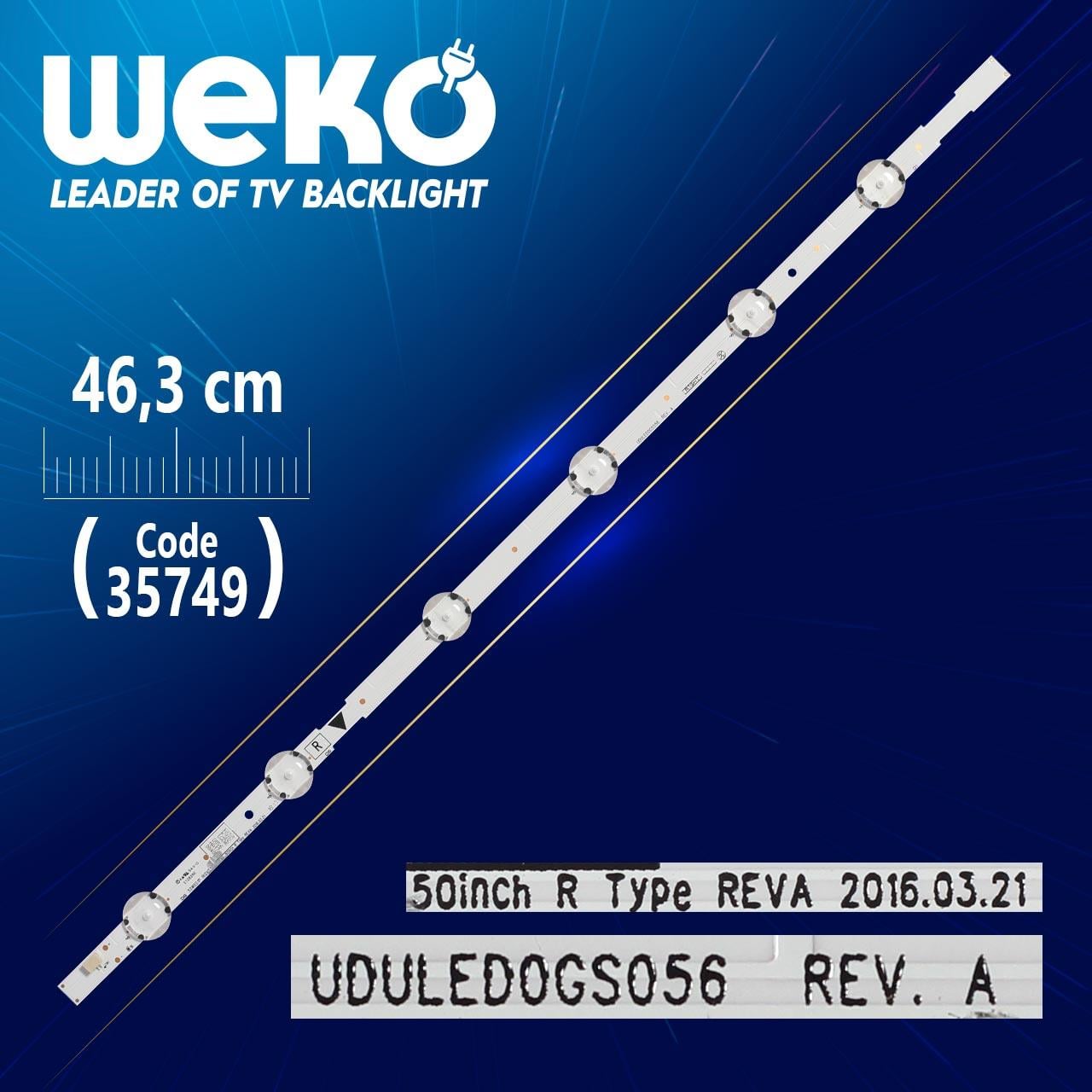 RIGHT LG INNOTEK 50INCH R TYPE REVA - VDVLED0GS056 REV.A - 46.3 CM 6 LEDLİ - (WK-1219)