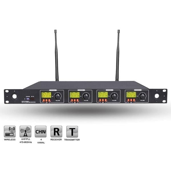 ROOF R-4004 4 KANAL UHF ÇİFT TUNERLİ KABLOSUZ RECEIVER