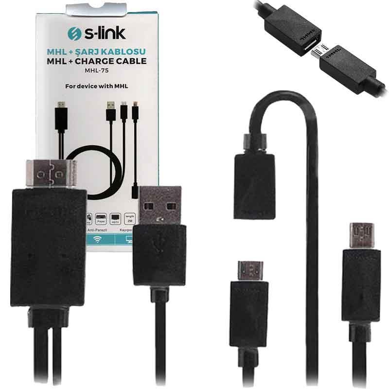 S-LINK MHL-75 SAMSUNG S2-S3-S4-NOTE1-2 HDMI ÇEVİRİCİ KABLO