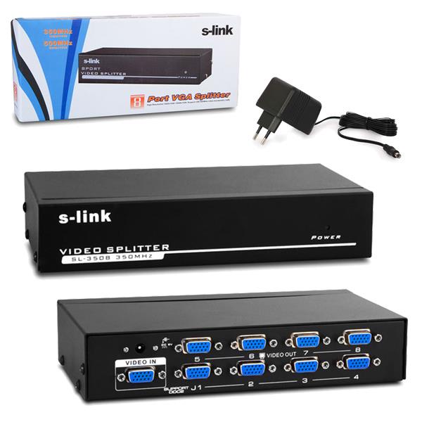S-LINK SL-3508  8 PORT VGA 350 MHZ SPLITTER MONİTÖR ÇOKLAYICI