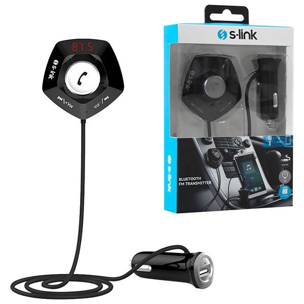 S-LINK SL-BT232 LED EKRAN USB+TF DESTEĞİ 2.1 AMPER BLUETOOTH DESTEKLİ FM TRANSMITTER