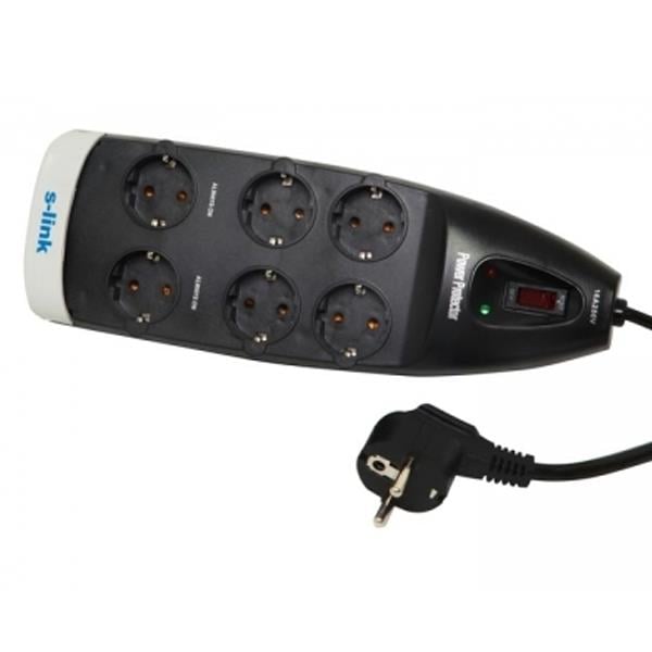 S-LINK SPGX-66  6LI 2 METRE KABLOLU SİYAH AKIM KORUMALI PRİZ