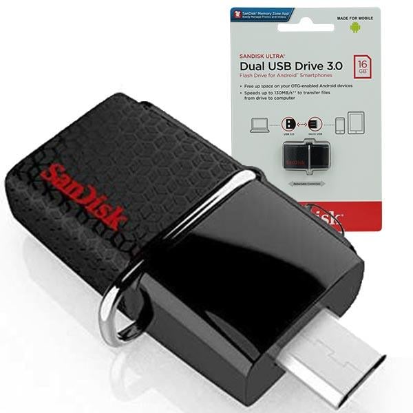 SANDISK 16 GB USB 3.0 ULTRA DUAL DRİVE OTG FLASH BELLEK SDDD2