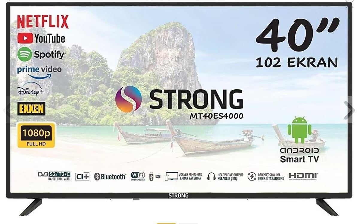 STRONG MT40ES4000 40 102 EKRAN UYDU ALICILI FULL HD ANDROİD SMART LED TV