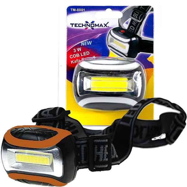 TECHNOMAX TM-8001 COB LED PİLLİ 3 WATT KAFA FENERİ