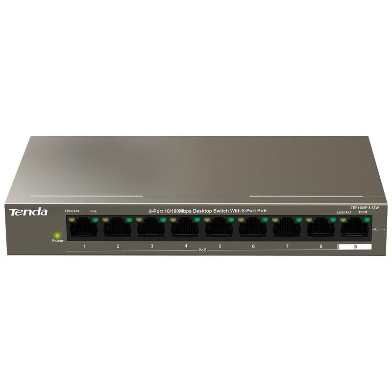 TENDA TEF1109P 9 PORT 10/100 MBPS 8 PORT POE SWITCH