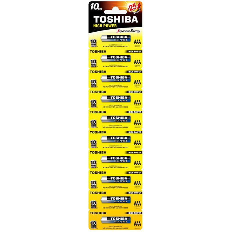 TOSHIBA AAA ALKALİN INCE KALEM PİL (10LU PAKET FİYATI)(TEKLİ YIRTMALI)