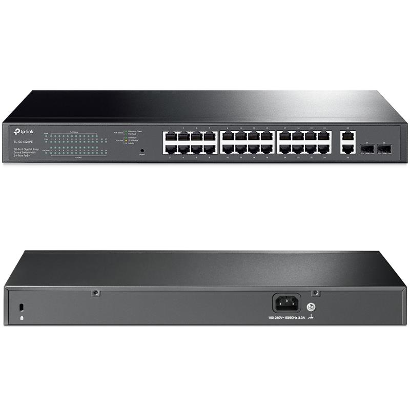 TP-LINK TL-SG1428PE 24 PORT GIGABIT + 2 SFP 250 WATT POE SWITCH
