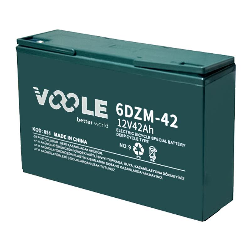 VOLE 6DZM42 12 VOLT - 42 AMPER ELEKTRİKLİ BİSİKLET AKÜSÜ (270 X 77 X 170 MM)