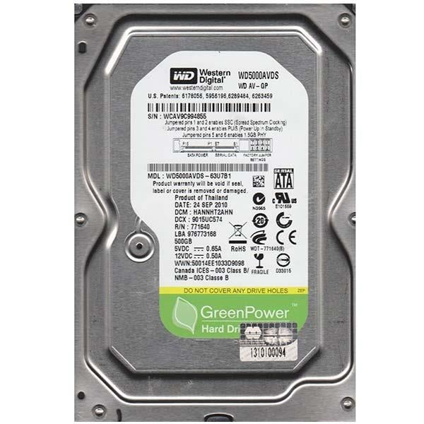WD WD5000AVDS 500 GB 7200 RPM SATA3 GREEN HARDDİSK RFB