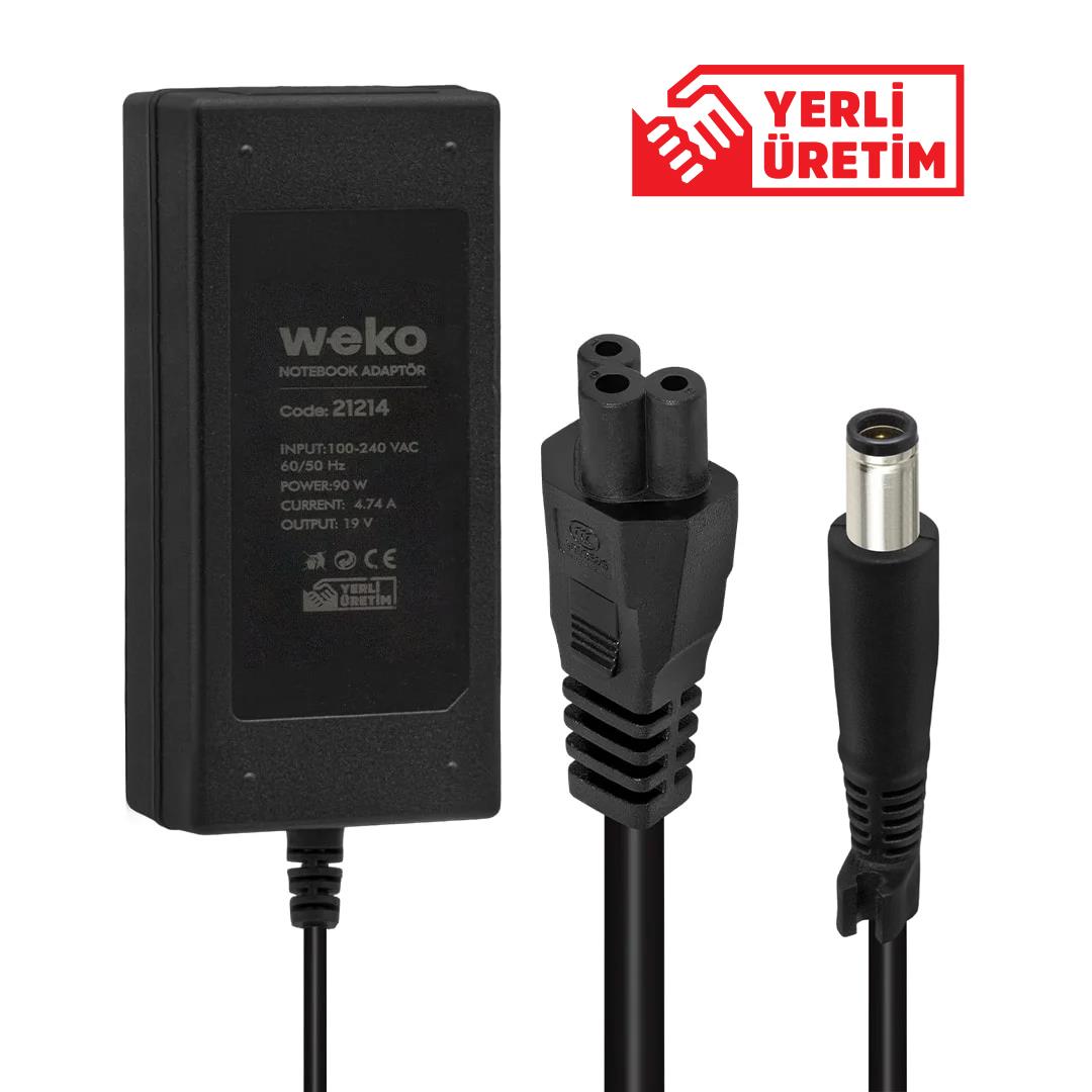 WEKO 19 VOLT - 4.74 AMPER 90 WATT 7.4*5.0 UÇLU YERLİ ÜRETİM NOTEBOOK ADAPTÖR