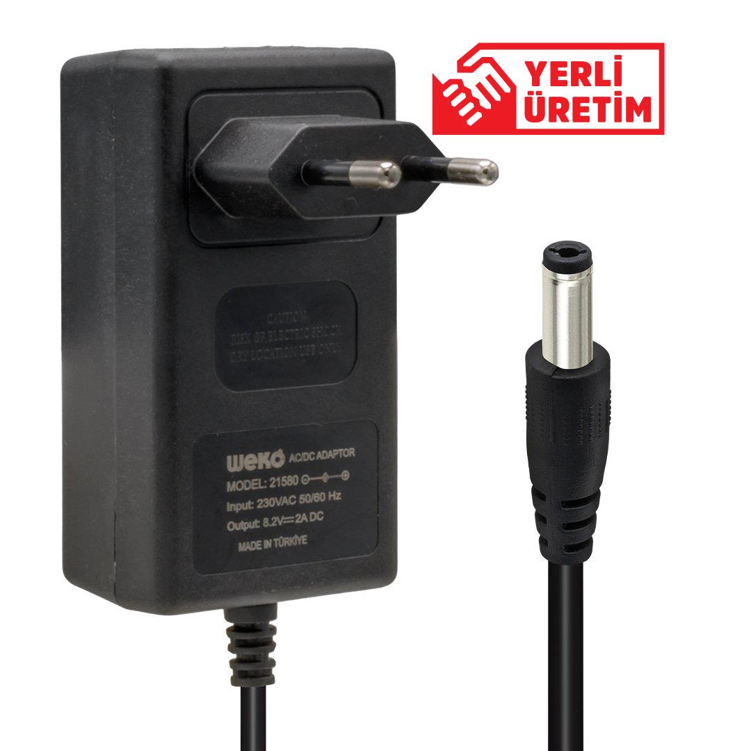 Weko 8.2 Volt - 2 Amper 5.5*2.5 Uçlu Yerli Üretim Plastik Kasa Priz Tipi Adaptör