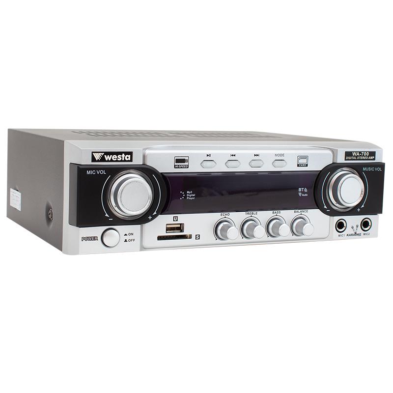 WESTA WA-700 2X50W-220-12V USB-SD-BLUETOOTH-UK TRAFOSUZ 2 MİK. GİRİŞLİ STEREO ANFİ