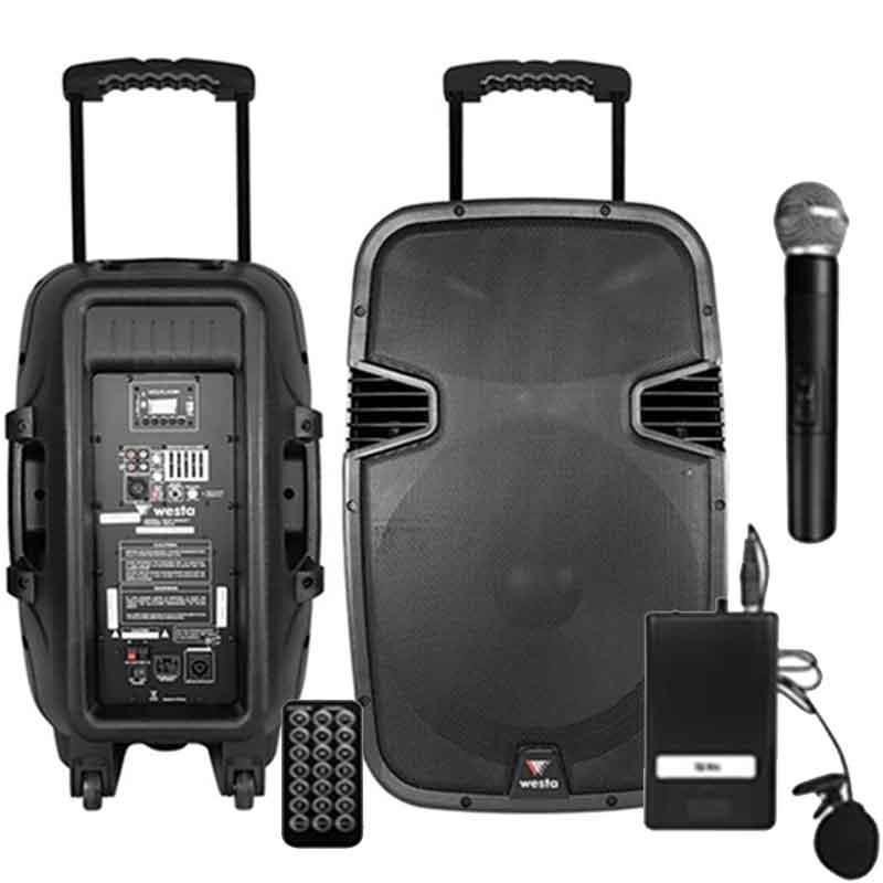 WESTA WAP-15502ET 15 300 WATT İKİ MİK YEDEK HOP ÇIKIŞLI TAŞINABİLİR AKTİF HOPARLÖR