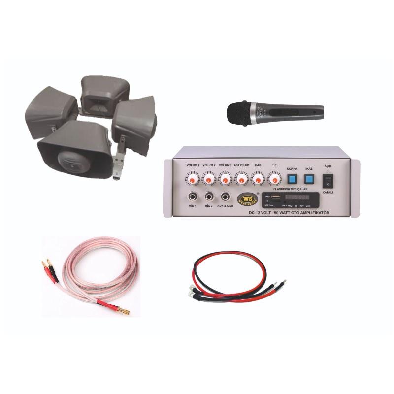 WESTSOUND 16 CM 150 WATT 4LÜ ARAÇ ÜSTÜ HOPARLÖR SEÇİM SETİ (12V/150W AMFİLİ)