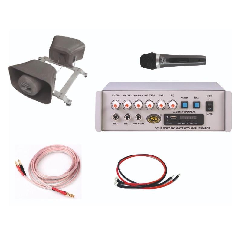 WESTSOUND 20 CM 200 WATT 2Lİ ARAÇ ÜSTÜ HOPARLÖR SEÇİM SETİ (12V/200W AMFİLİ)