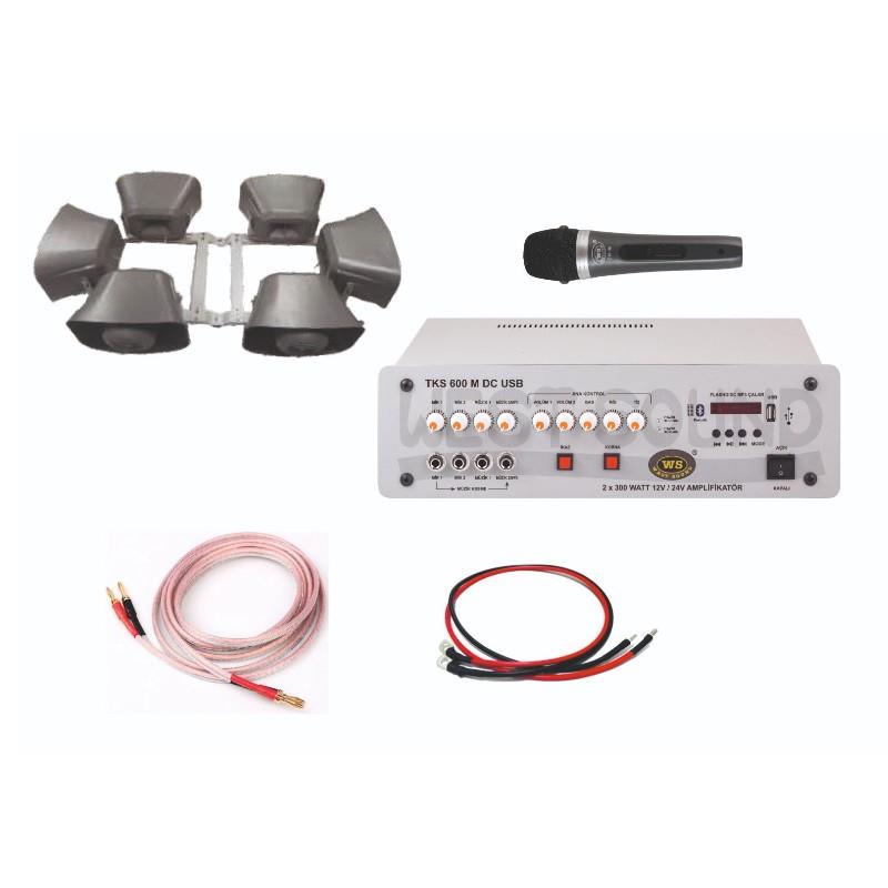 WESTSOUND 20 CM 200 WATT 6LI ARAÇ ÜSTÜ HOPARLÖR SEÇİM SETİ (12V/2X300W AMFİLİ)