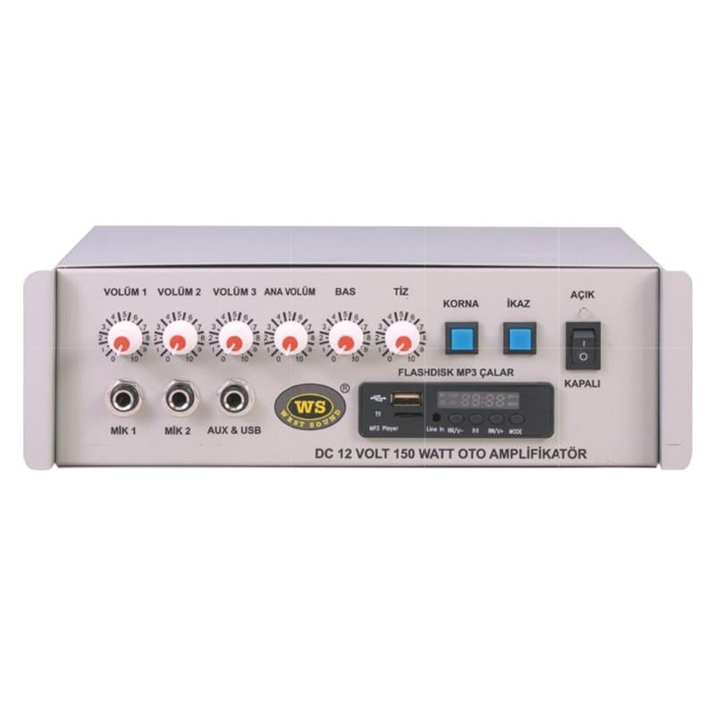 WESTSOUND TKS-150 M 12V-150 WATT ARAÇ TRAFOSUZ MIXER ANFİ