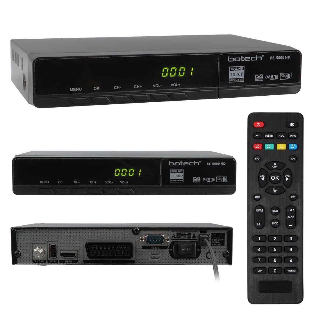 BOTECH BS-5000 1080P FULL HD HDMI + SCART + USB GİRİŞLİ KASALI UYDU ALICI