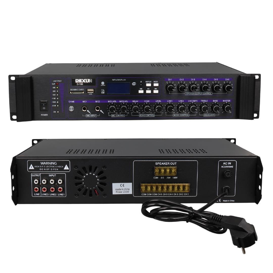 Dexun D-100 60W USB-SD Girişli 100V Hat Trafolu Anfi Fiyatı - Merter Elektronik