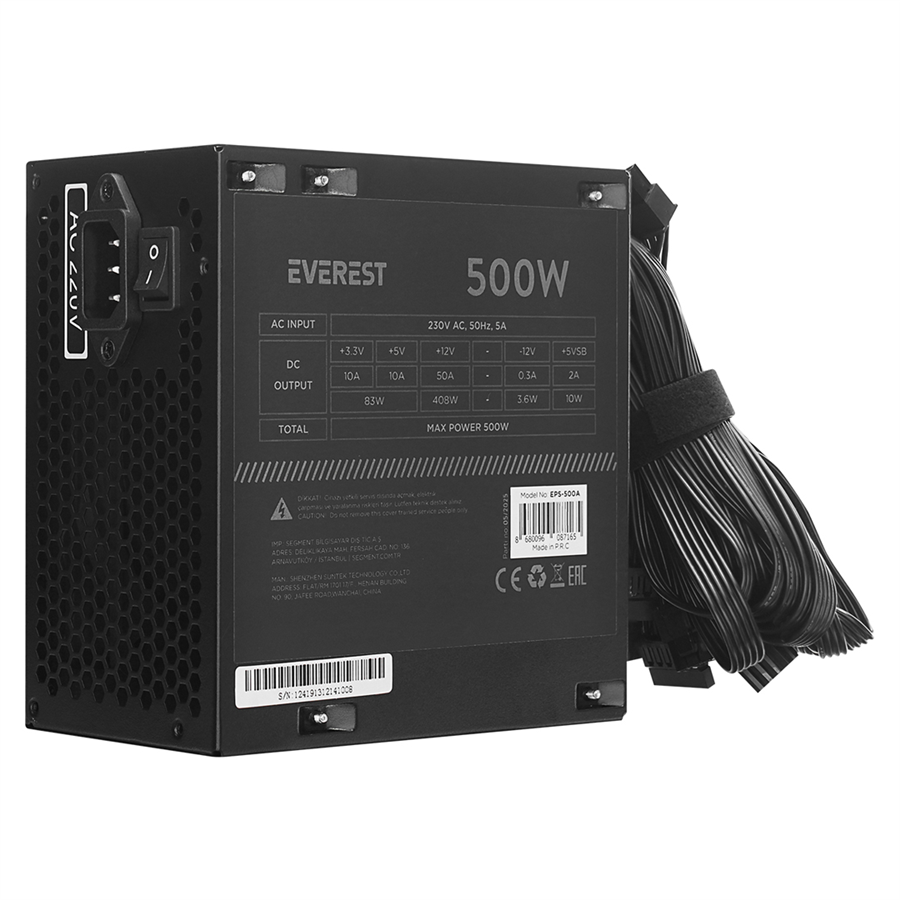 Everest Eps-500A Real 500W 4*Sata 12Cm Fanlı Oyuncu Pc Destekli Power Supply Fiyatı - Merter Elektronik