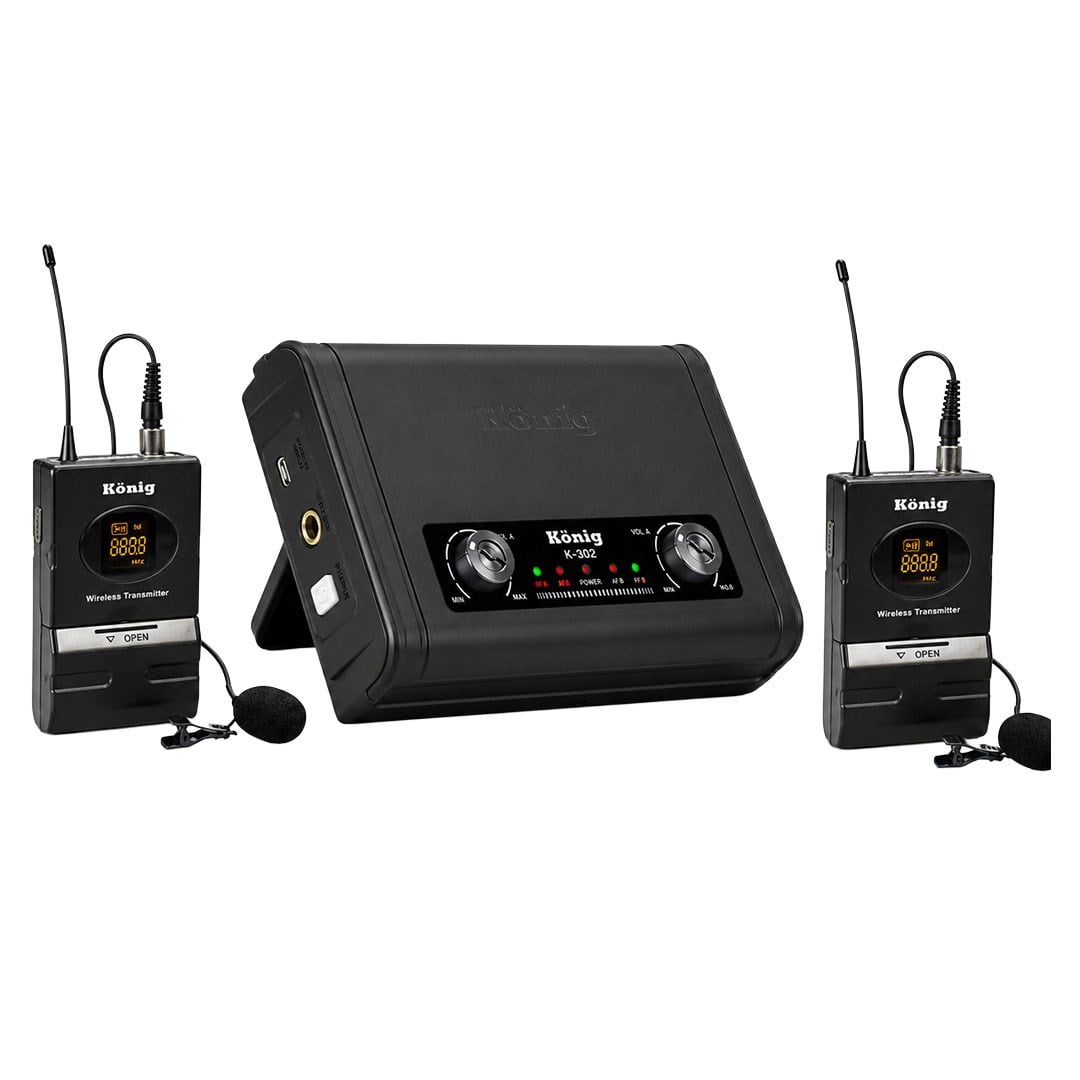 KÖNİG K-302 YY UHF-SABİT-ÇİFT KANAL 2 YAKA TELSİZ MİKROFON Fiyatı - Merter Elektronik