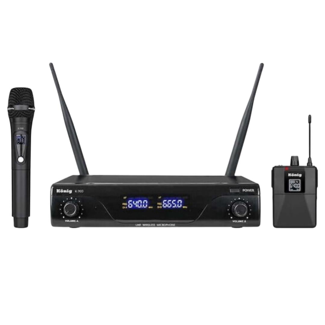 KÖNİG K-700 E-Y  1 EL + 1 YAKA 2 KANAL UHF TELSİZ MİKROFON Fiyatı - Merter Elektronik