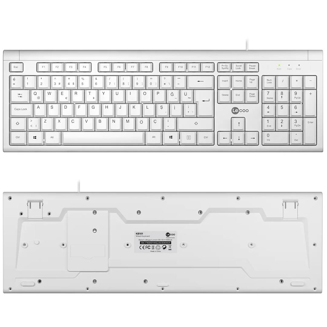 LECOO KB101 USB KABLOLU BEYAZ TÜRKÇE Q KLAVYE