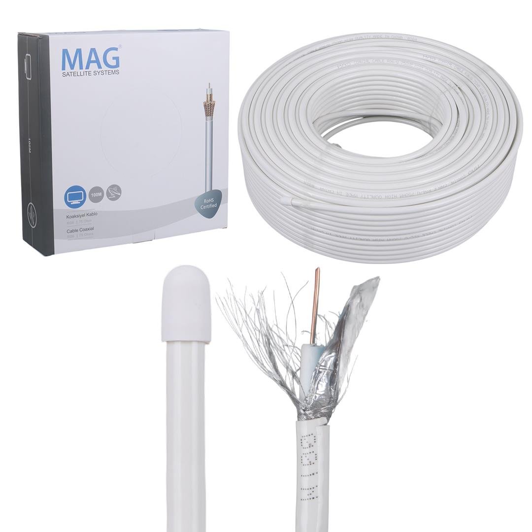 Mag RG6/U4 Bakır İthal 100 Metre Anten Kablosu