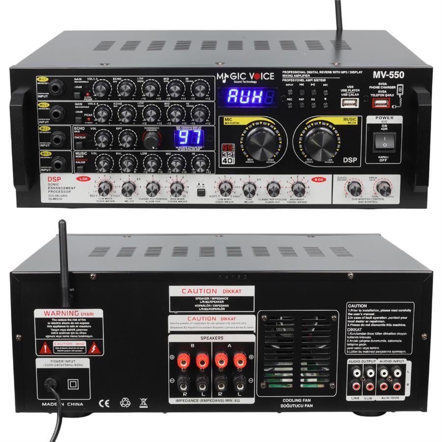 Magicvoice Mv-550 2x100 Watt Usb-Sd-Bluetooth- Balans Trafosuz Anfi Fiyatı - Merter Elektronik