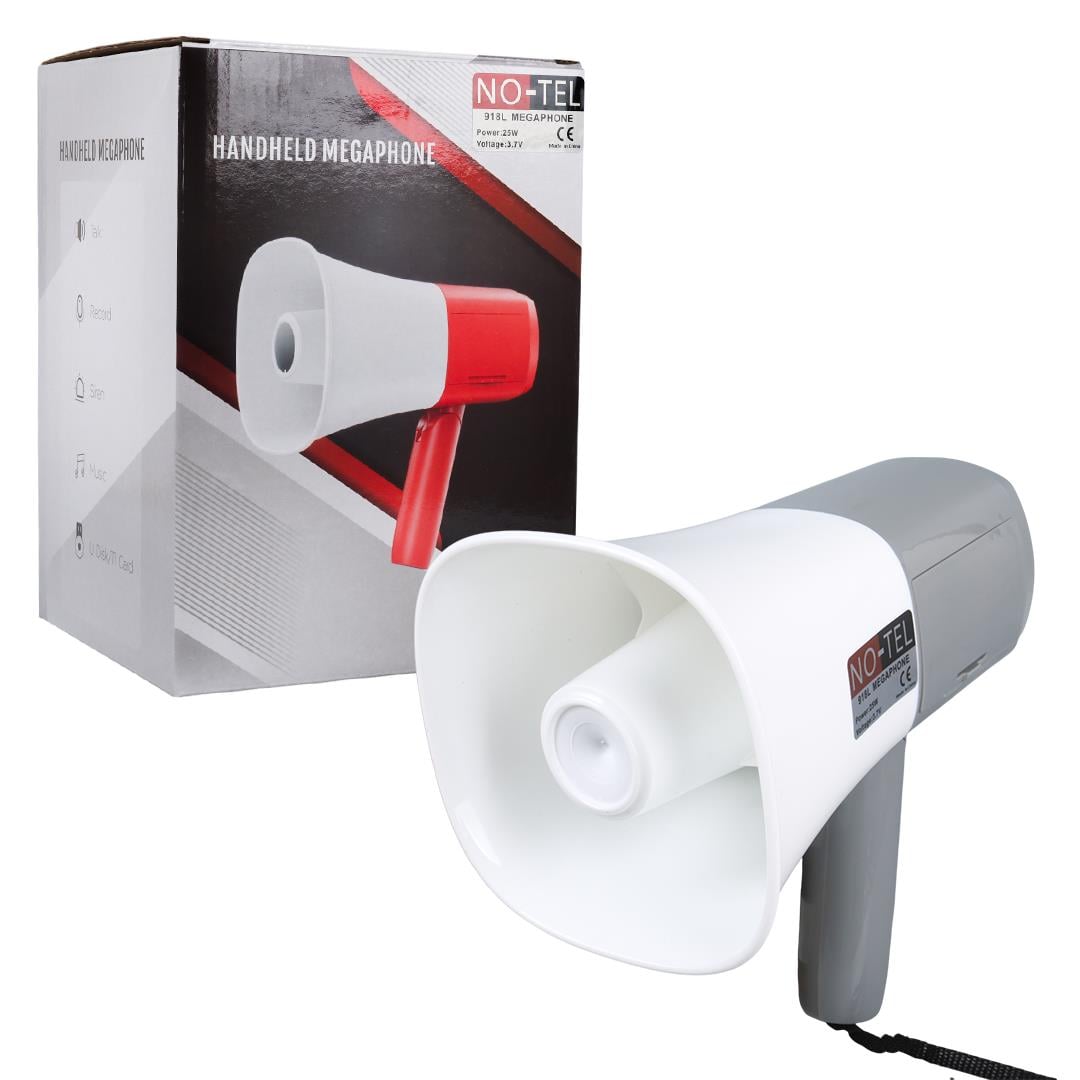 No-Tel 918L 25 Watt Bluetooth-Usb-Siren-Ses Kayıt Özellikli Dahili Bataryalı Mini El Tipi Megafon Fiyatı - Merter Elektronik