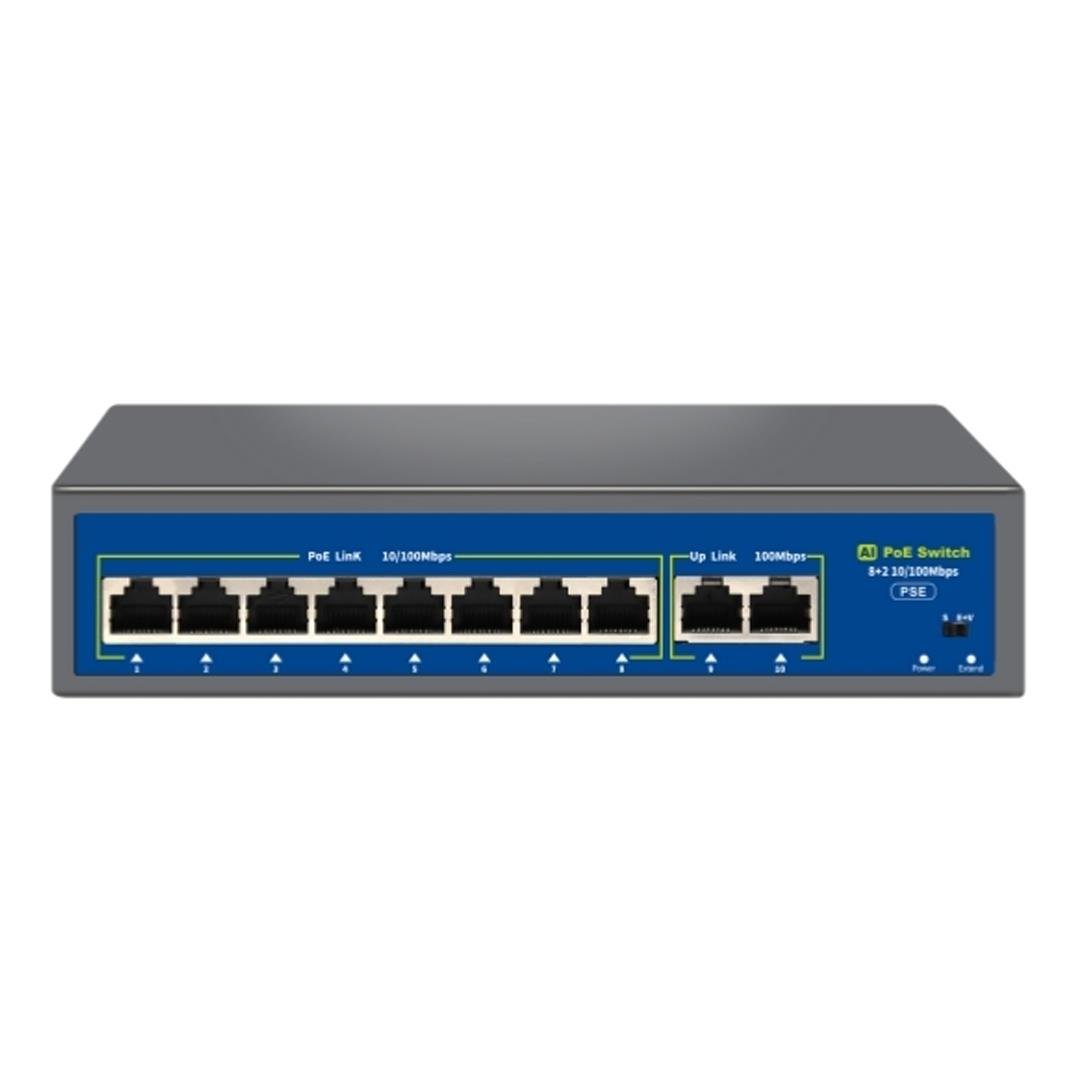 NOVACOM NVC-HIF0820FBL-C 8 PORT POE 2 PORT UPLINK 10/100MB POE SWITCH