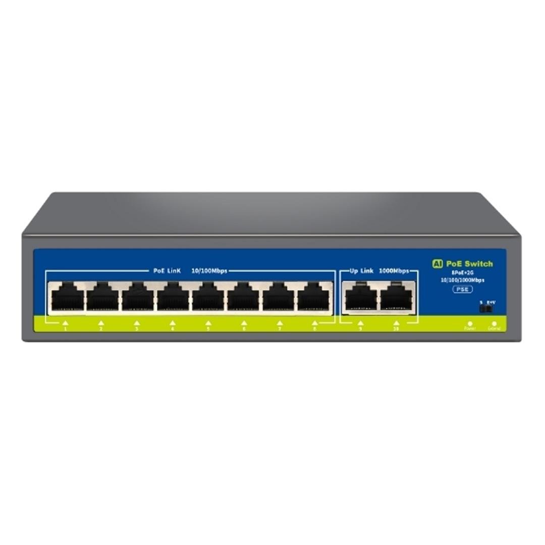 NOVACOM NVC-HIF0820GBL-C 8 PORT 10/100 POE 2 PORT UPLINK GIGABIT POE SWITCH Fiyatı - Merter Elektronik