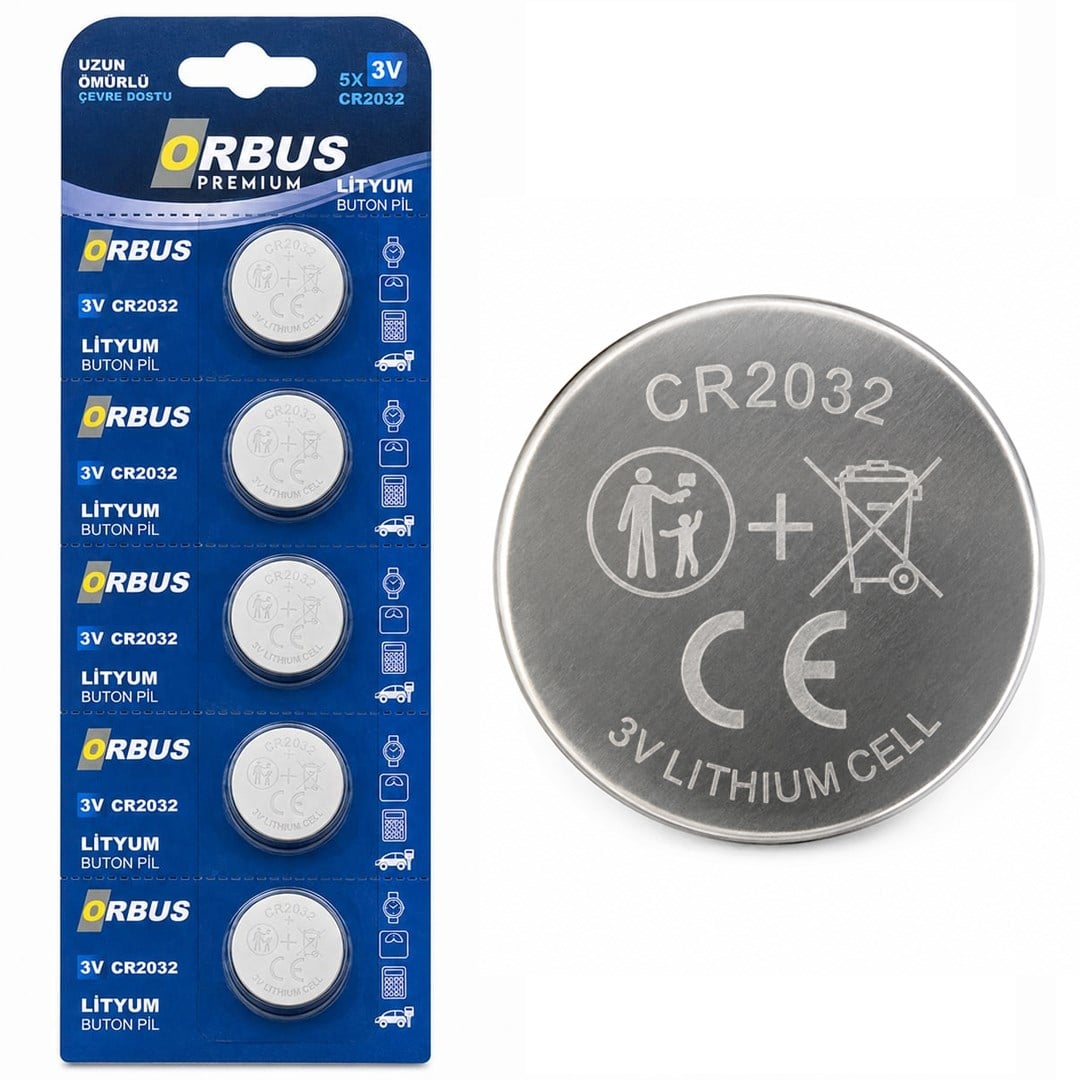 ORBUS CR2032 3 VOLT LİTYUM BUTON PİL (5'Lİ PAKET FİYATI) Fiyatı - Merter Elektronik