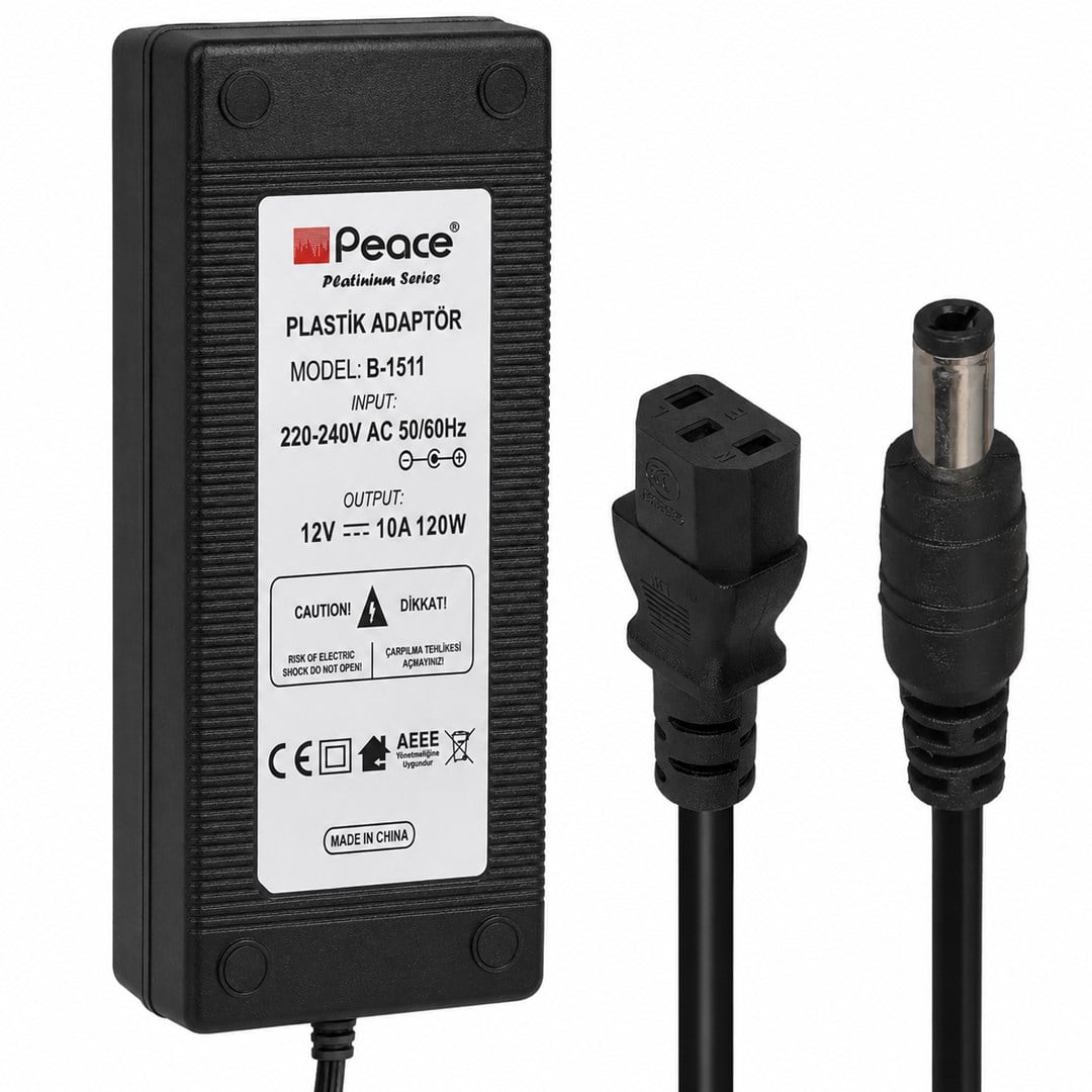 PEACE B-1511 12 VOLT 10 AMPER  PLASTİK KASA MASAÜSTÜ ADAPTÖR Fiyatı - Merter Elektronik