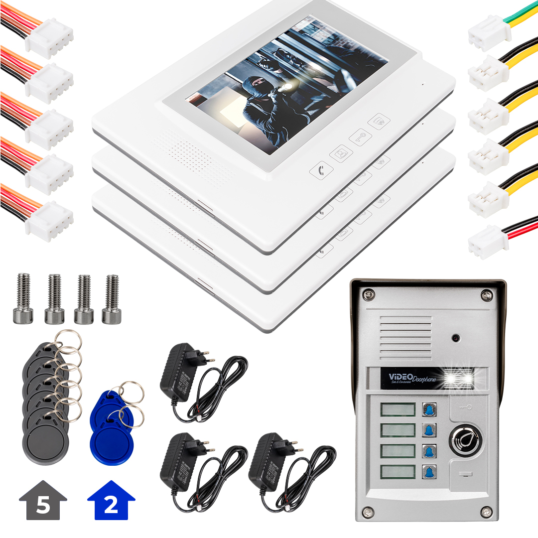 PowerMaster 37T4 2 Daire 7'' NFC Destekli Görüntülü Diafon Kapı Zili Interkom Akıllı Ev Güvenliği Sistemi Fiyatı - Merter Elektronik
