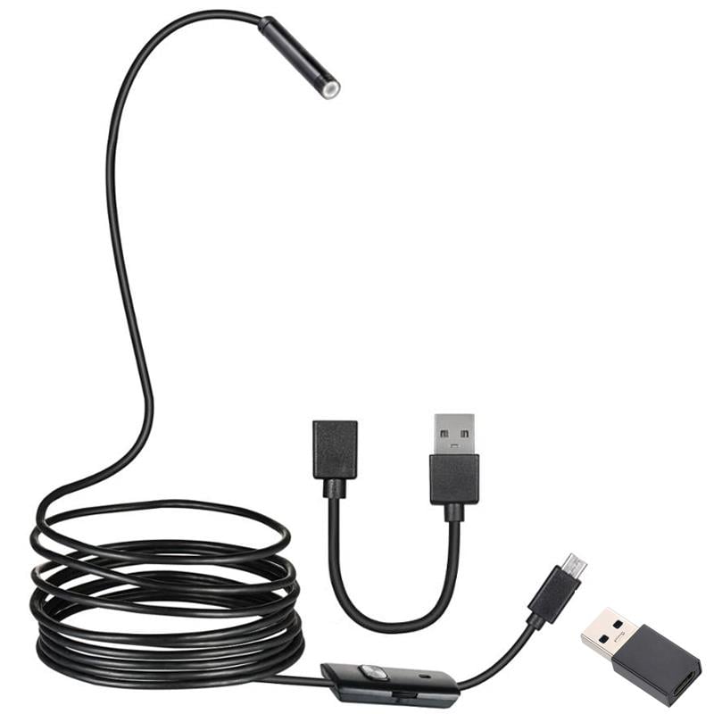 Powermaster 3İn1 Micro Usb+Type C+Pc 8 Mm Işıklı 5 Metre Endeskop Yılan Kamera