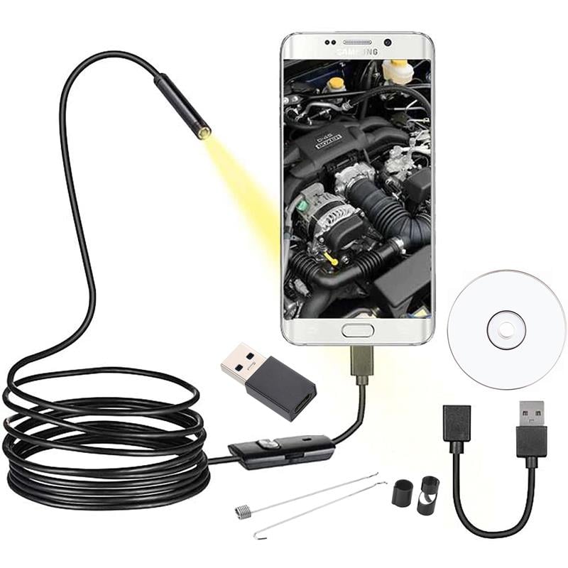 Powermaster 3İn1 Micro Usb+Type C+Pc 8 Mm Işıklı 5 Metre Endeskop Yılan Kamera