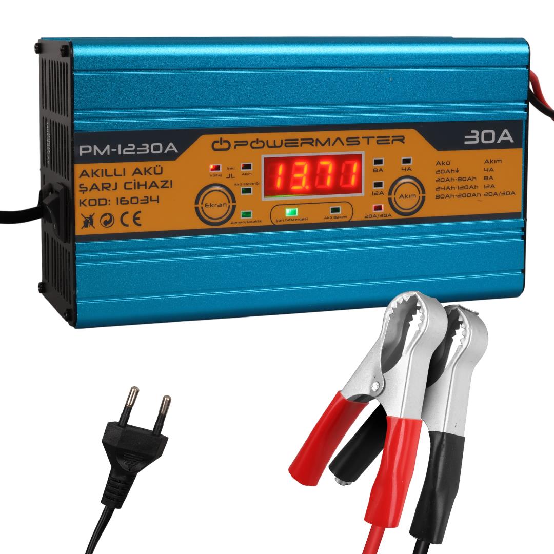 Powermaster PM-1230 12 Volt Max 30 Amper Akü Şarj Cihazı Fiyatı - Merter Elektronik