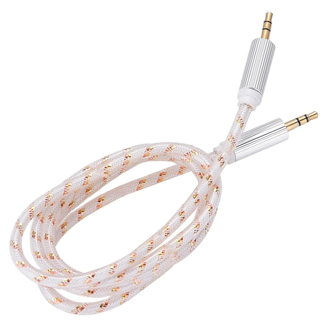 Powermaster PM-16276 3.5Mm Erkek/Erkek Renkli Stereo 1 Metre Kutulu Altın Örgülü AUX Kablo