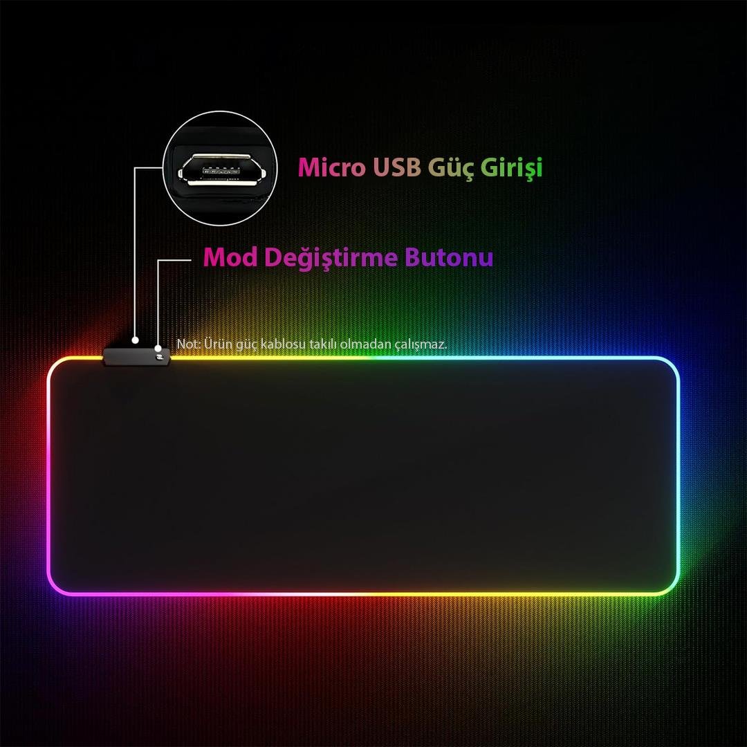 Powermaster PM-25114 XL RGB Gaming Mouse Pad 14 Modlu