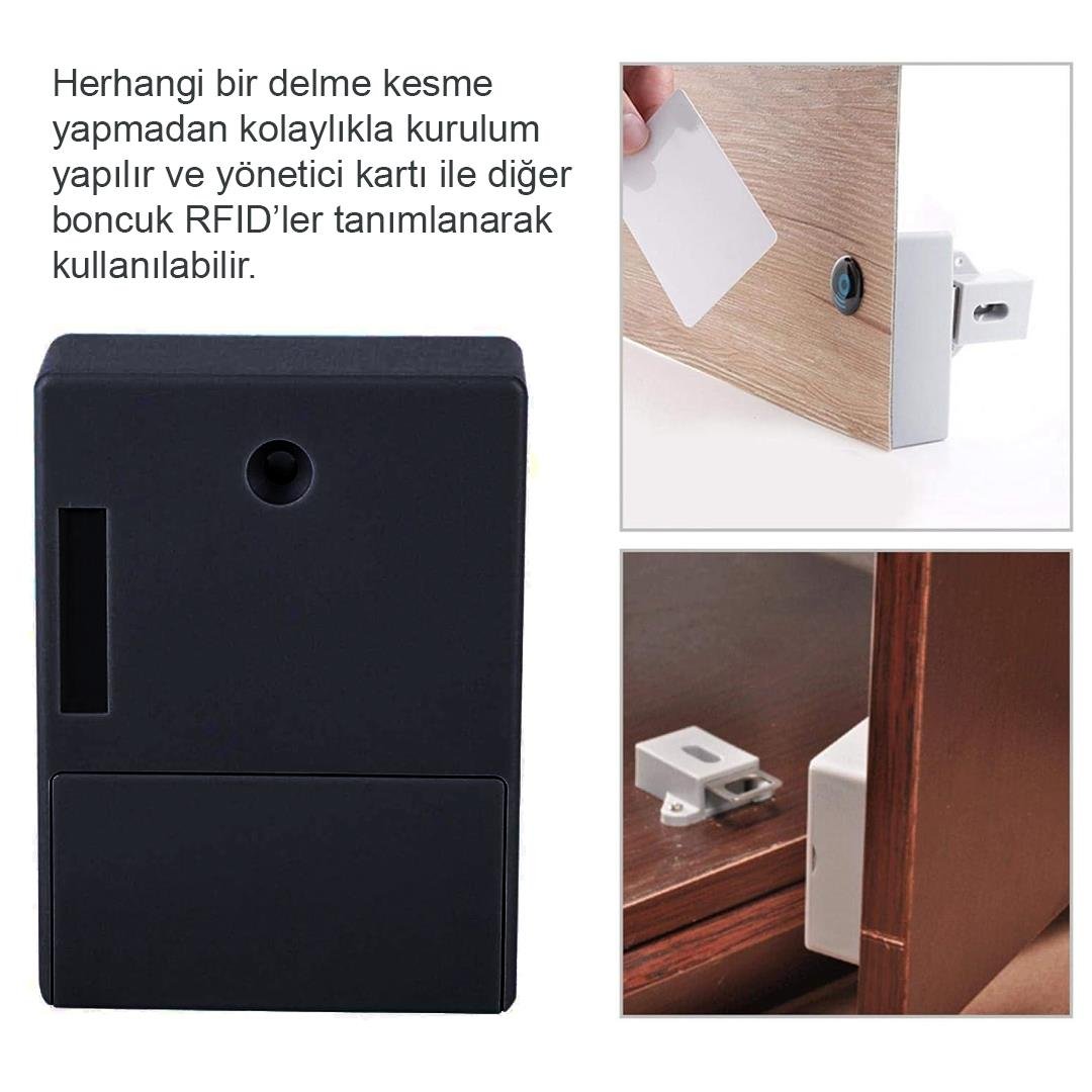 Powermaster PM-26971 Gizli Çekmece Dolap RFID Kapı Güvenlik Kilidi