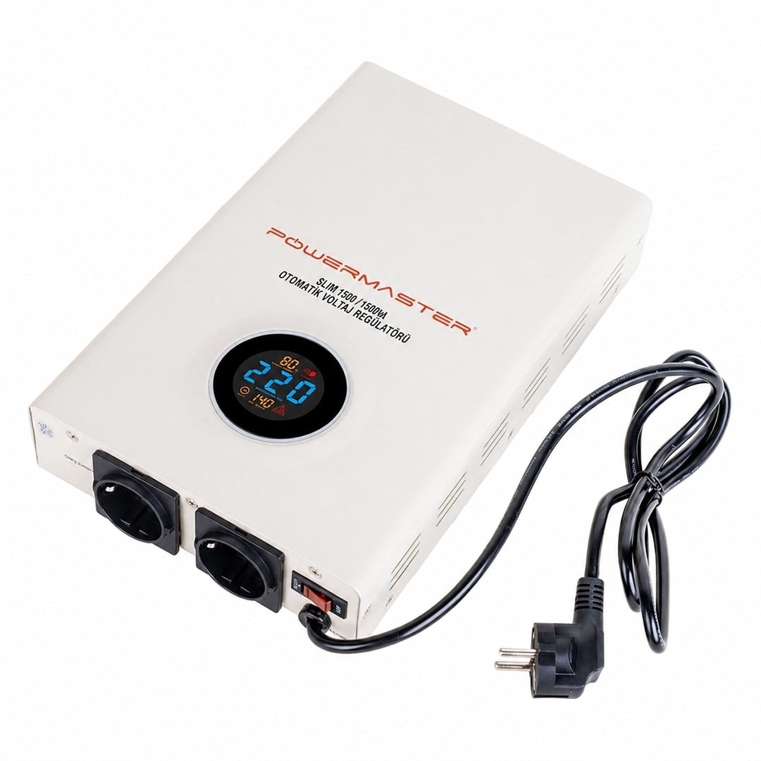 Powermaster SLIM-1500 Otomatik 1500 Watt Voltaj Kombi Regülatörü Fiyatı - Merter Elektronik
